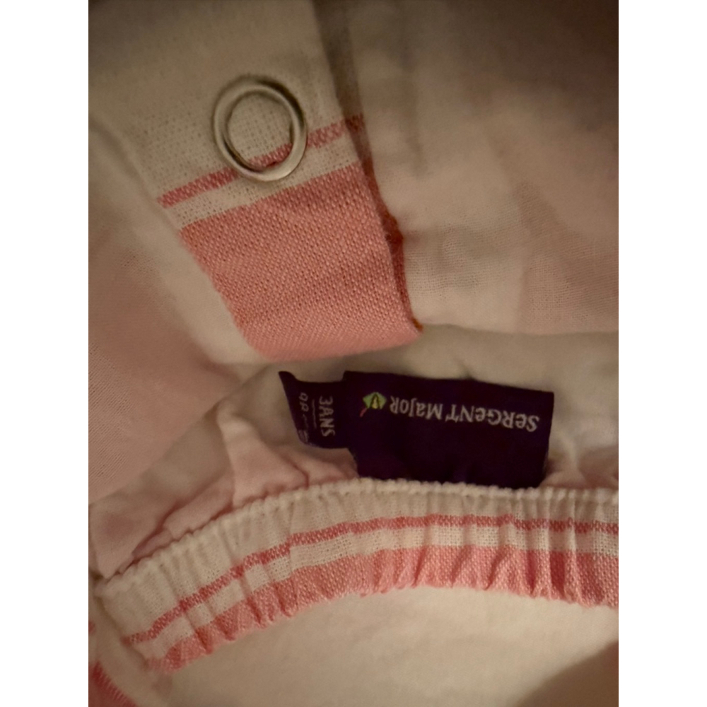 Girls Sergent Major Romper Size 3ANS White Pink Blue Striped - Picture 7 of 9